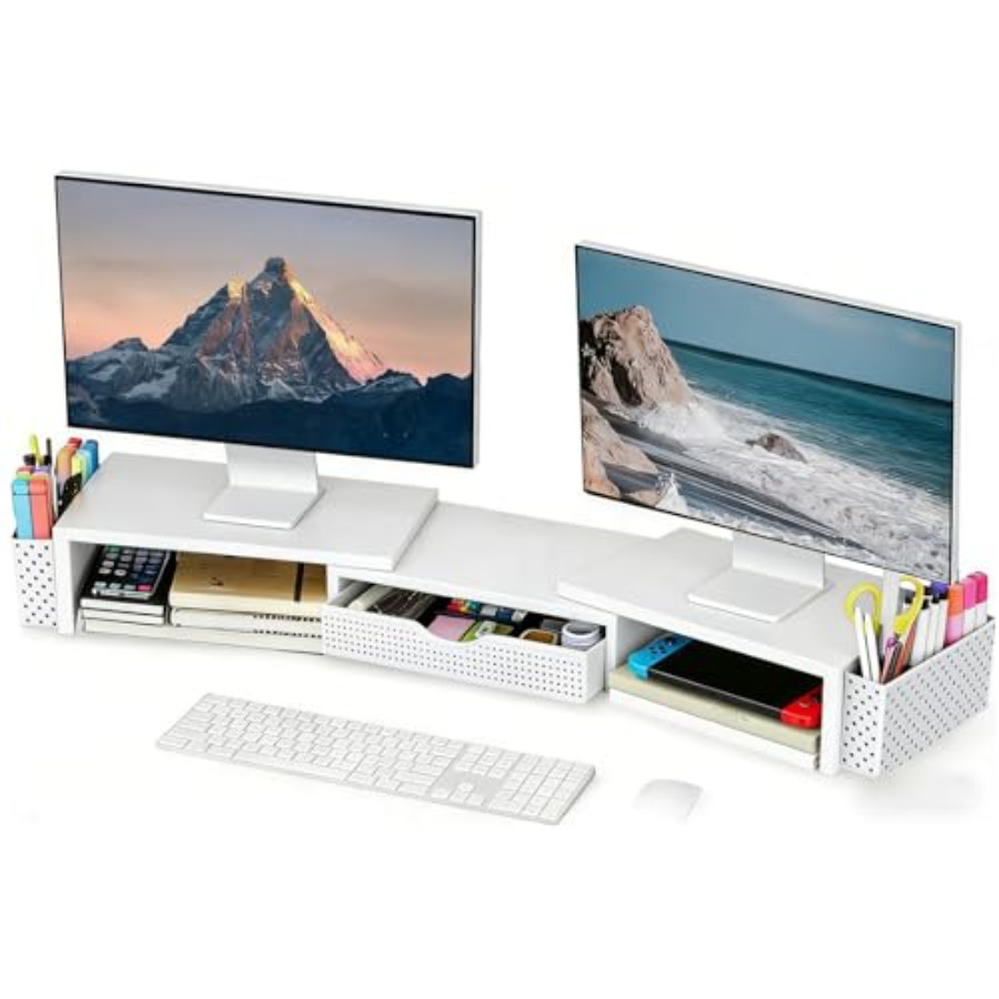 Dual Monitor Stand - Metal Masa Düzenleyicileri ve Aksesuarları, Çekmeceli