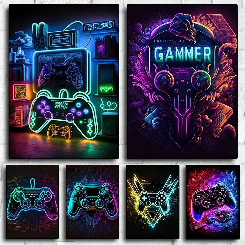Modern Neon Pop Tarzı Oyun Duv - Esports Gaming Youtube incelemesi ve fiyatı