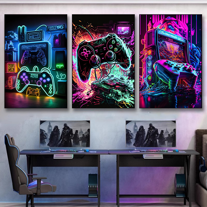 Modern Neon Pop Tarzı Oyun Duv - Esports Gaming Youtube incelemesi ve fiyatı