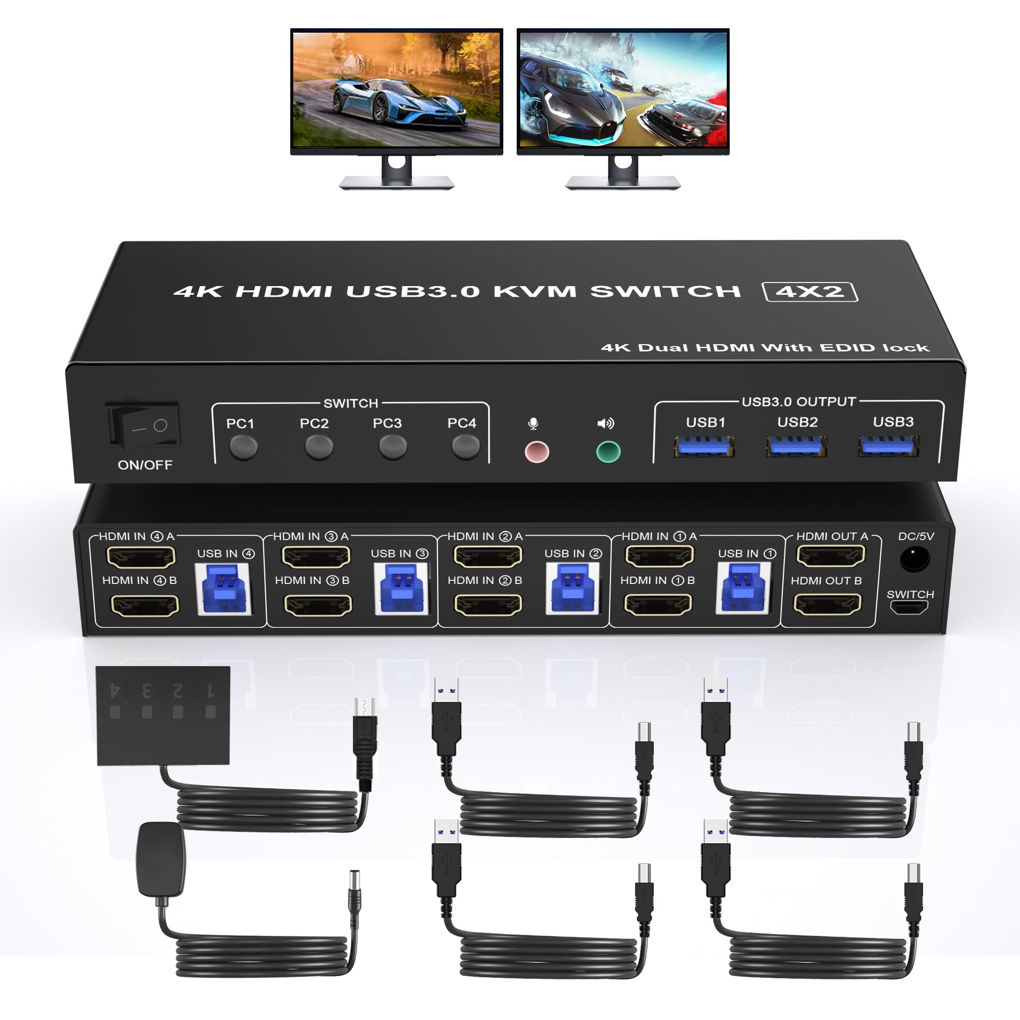 4K USB 3.0 KVM Anahtarı HDMI Ç - Dual Monitor Stand incelemesi ve fiyatı